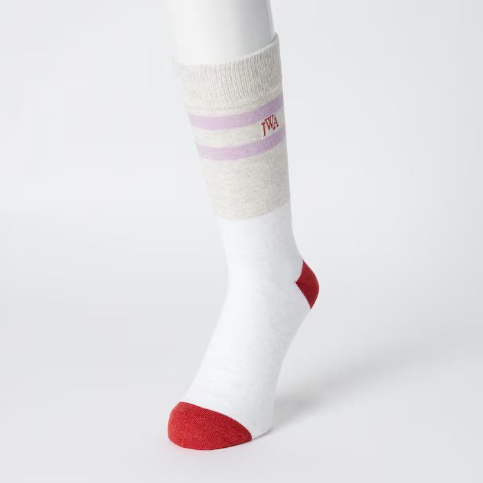 JW Anderson × Uniqlo Pink Gray Lined Color Block Socks Dress Line Crew White Logo Size ONE SIZE - 4 Thumbnail