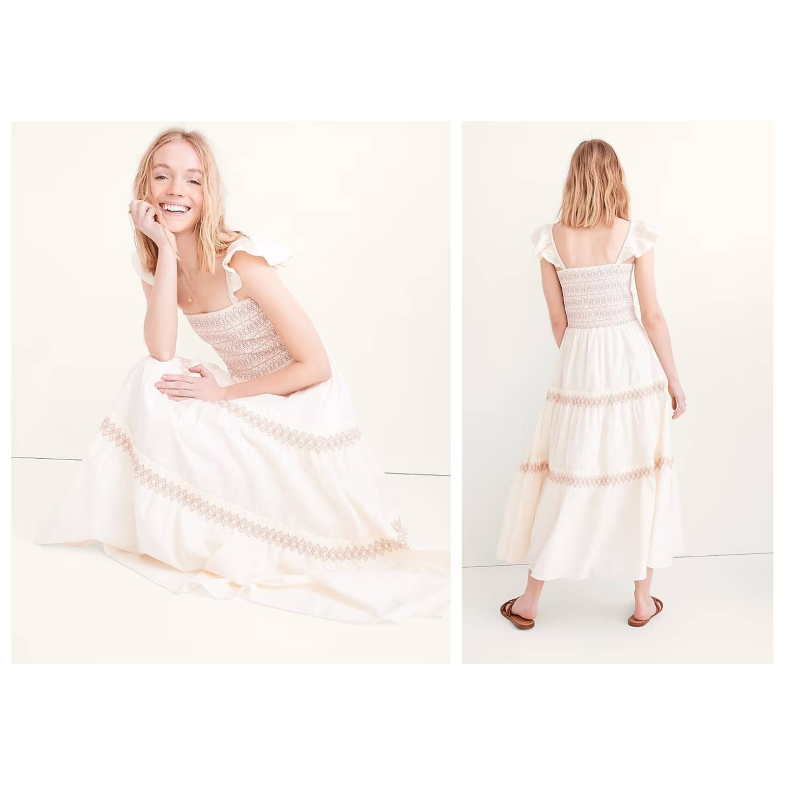 Madewell Lucie Smocked Tiered Midi Dress (M)