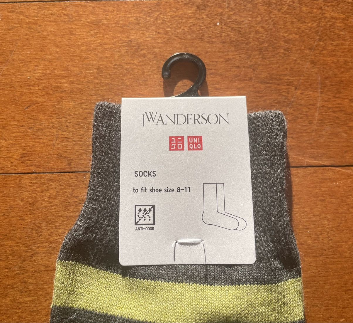 JW Anderson × Uniqlo Dark Gray Lined Color Block Socks Dress Crew Line Green Logo Size ONE SIZE - 7 Thumbnail