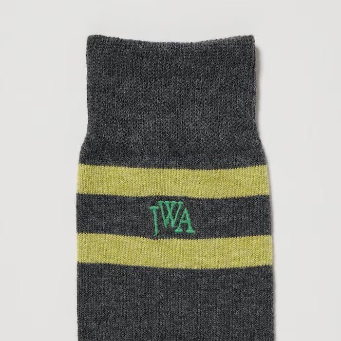 JW Anderson × Uniqlo Dark Gray Lined Color Block Socks Dress Crew Line Green Logo Size ONE SIZE - 6 Thumbnail