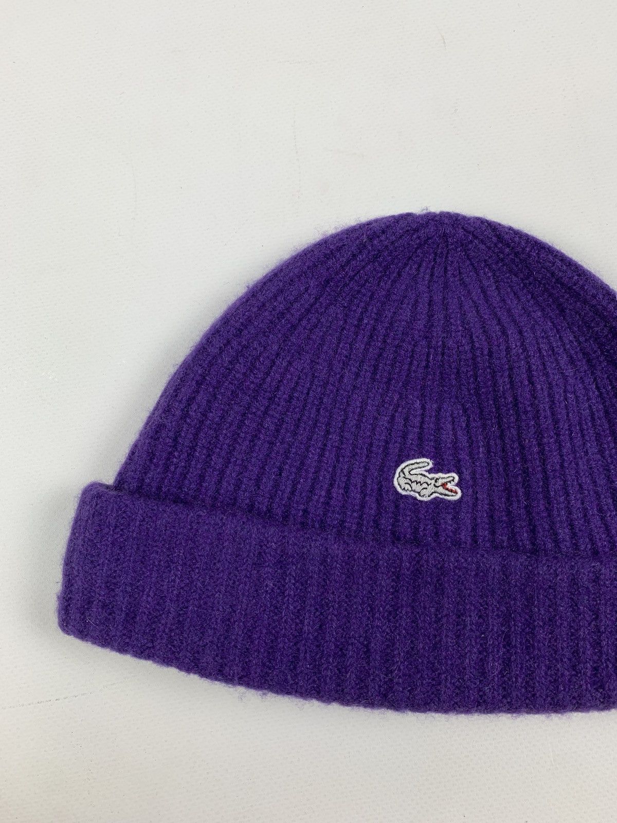 Lacoste Vintage Lacoste Black Label Purple Cashemere Beanie Hat Size ONE SIZE - 3 Thumbnail