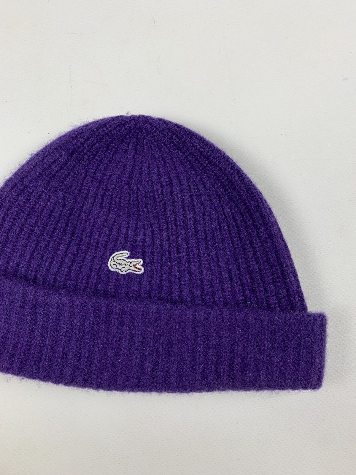 Lacoste Vintage Lacoste Black Label Purple Cashemere Beanie Hat Size ONE SIZE - 4 Thumbnail