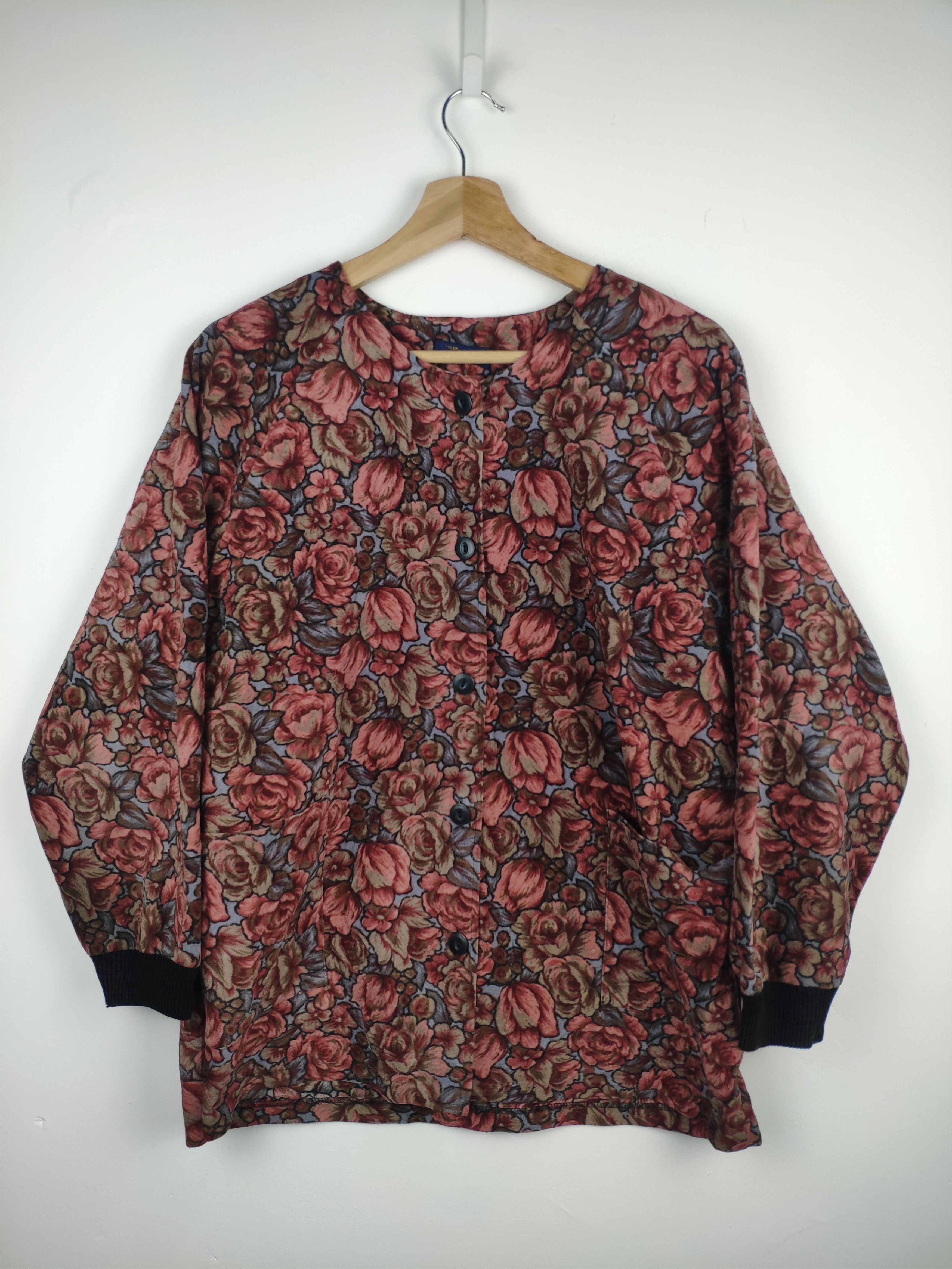Japanese Brand × Vintage Vintage Cardigan Floral Motif Fullprint Ladies Size M / US 6-8 / IT 42-44 - 1 Thumbnail