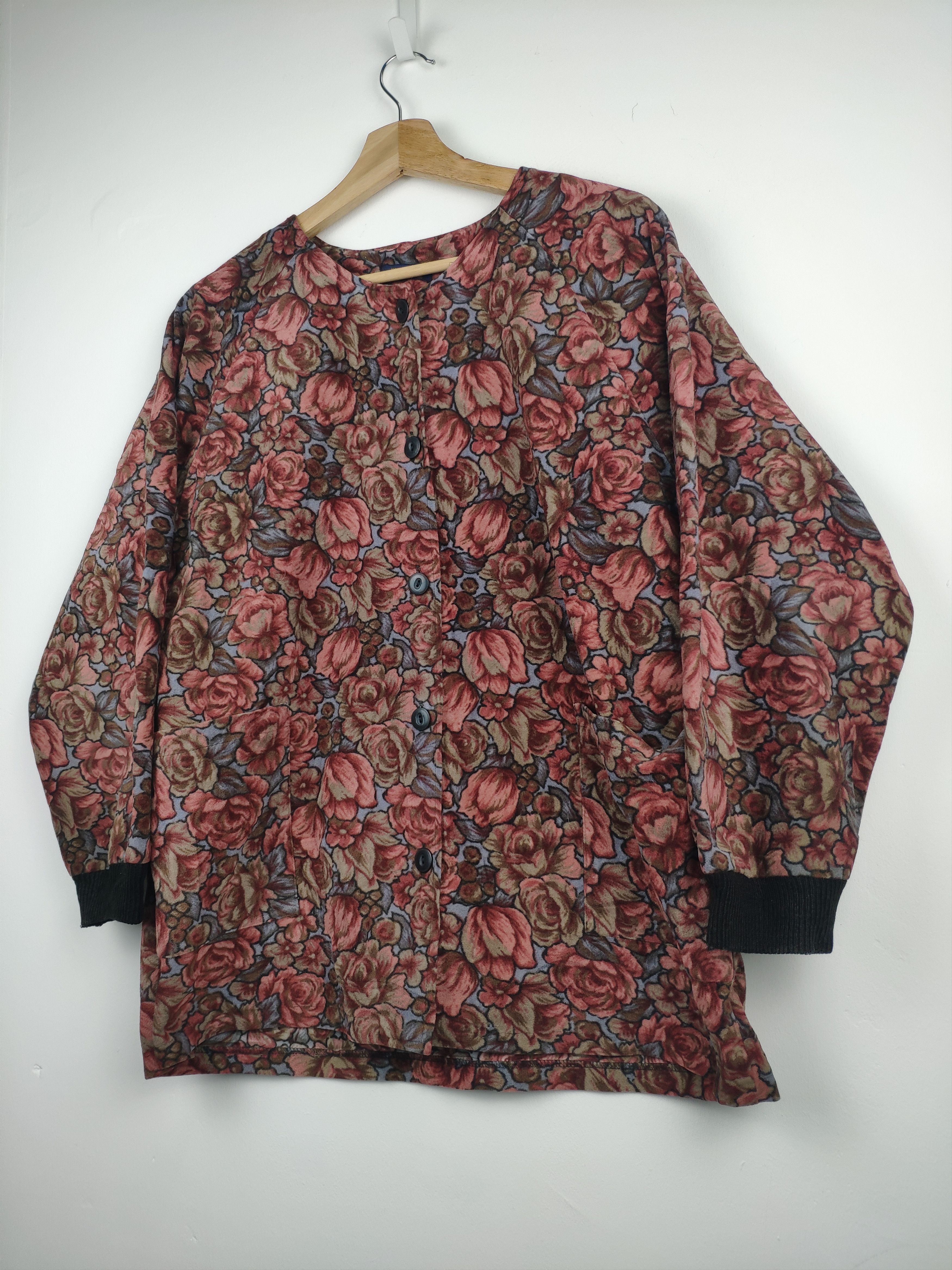 Japanese Brand × Vintage Vintage Cardigan Floral Motif Fullprint Ladies Size M / US 6-8 / IT 42-44 - 2 Thumbnail