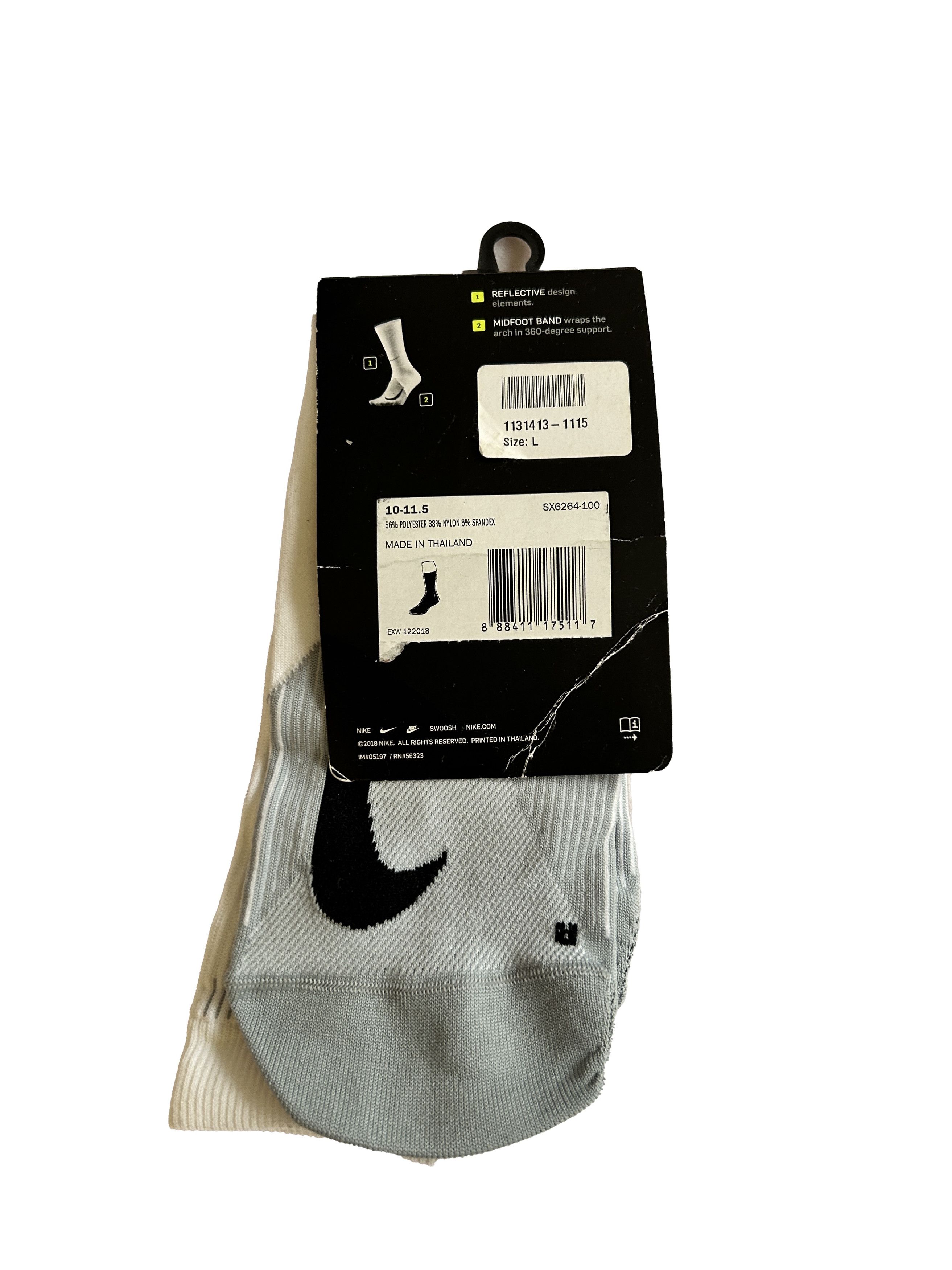 Nike (size 10-11.5) Spark Lightweight Running Crew Socks - White Size ONE SIZE - 2 Thumbnail