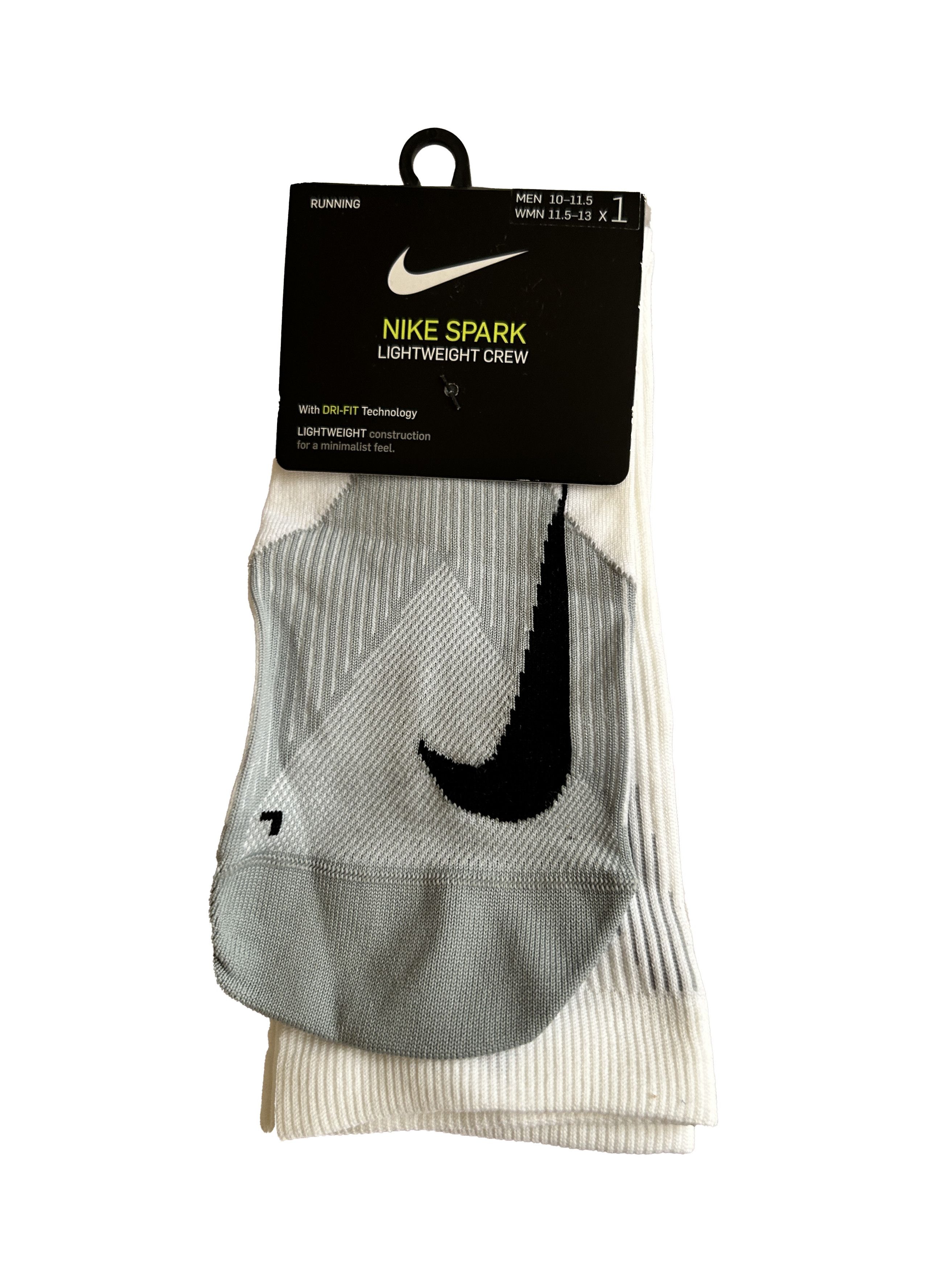Nike (size 10-11.5) Spark Lightweight Running Crew Socks - White Size ONE SIZE - 1 Thumbnail