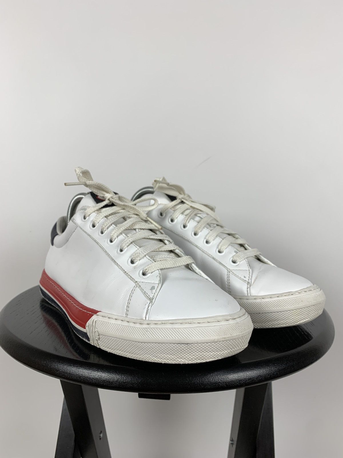 Moncler Moncler White Leather Sneakers Size US 8 / EU 41 - 4 Thumbnail