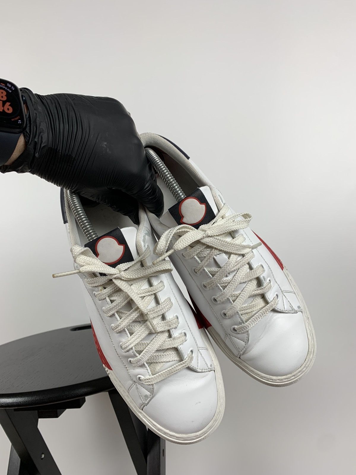 Moncler Moncler White Leather Sneakers Size US 8 / EU 41 - 11 Thumbnail