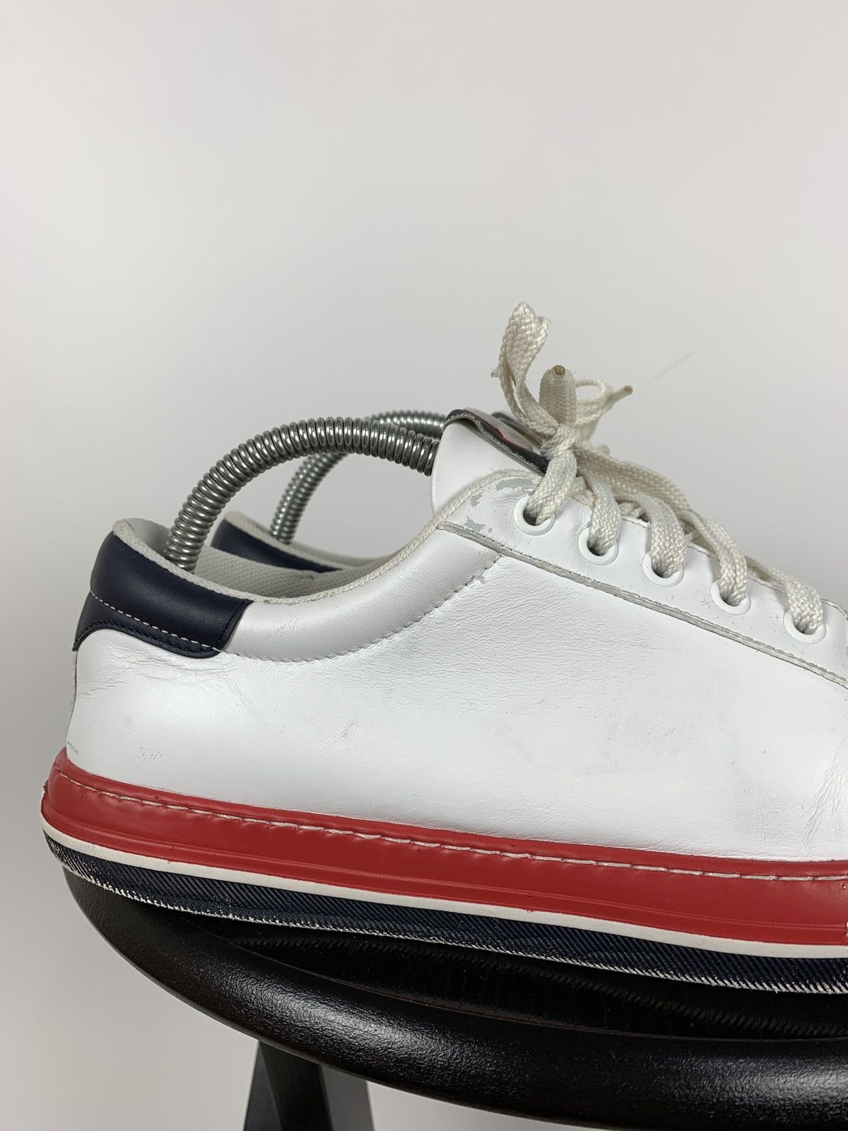 Moncler Moncler White Leather Sneakers Size US 8 / EU 41 - 14 Thumbnail