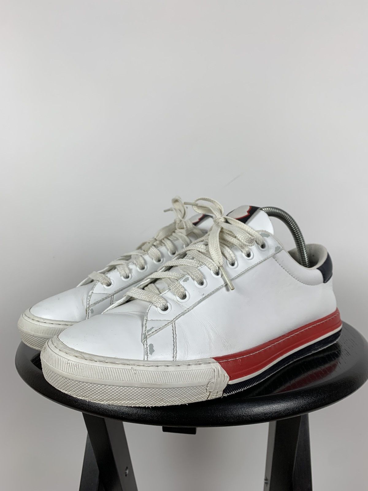 Moncler Moncler White Leather Sneakers Size US 8 / EU 41 - 6 Thumbnail