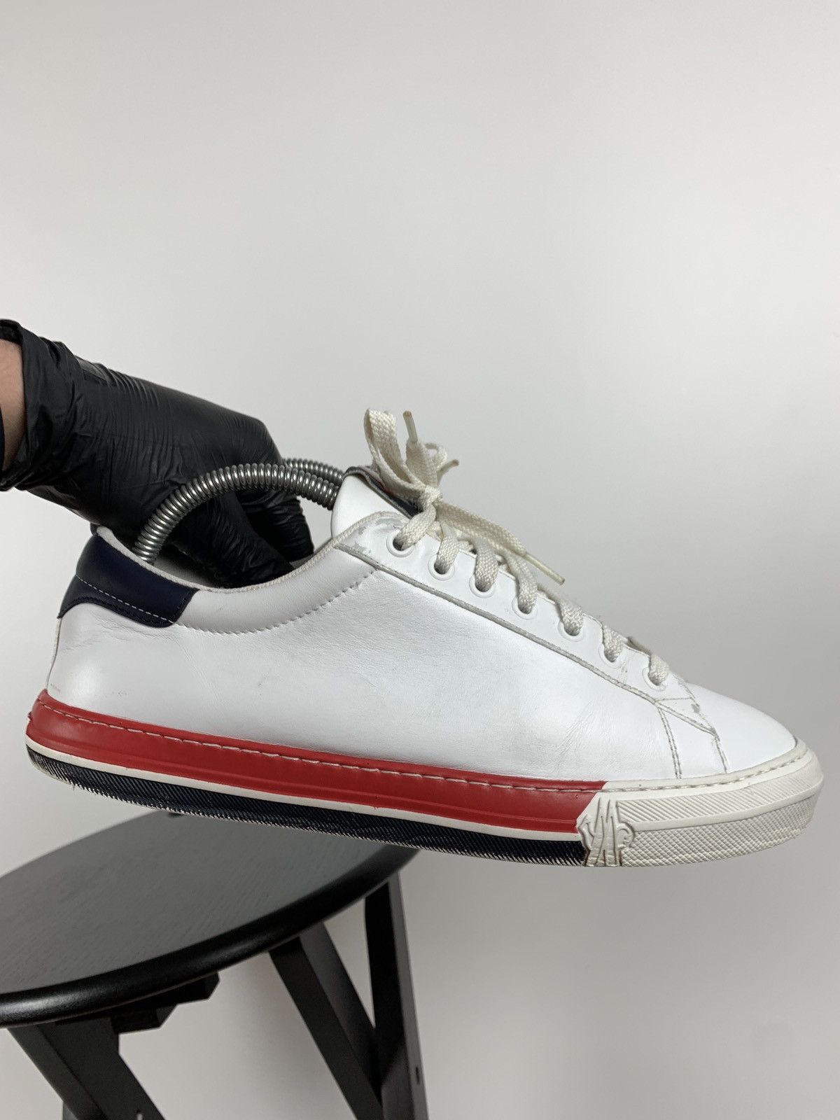 Moncler Moncler White Leather Sneakers Size US 8 / EU 41 - 10 Thumbnail