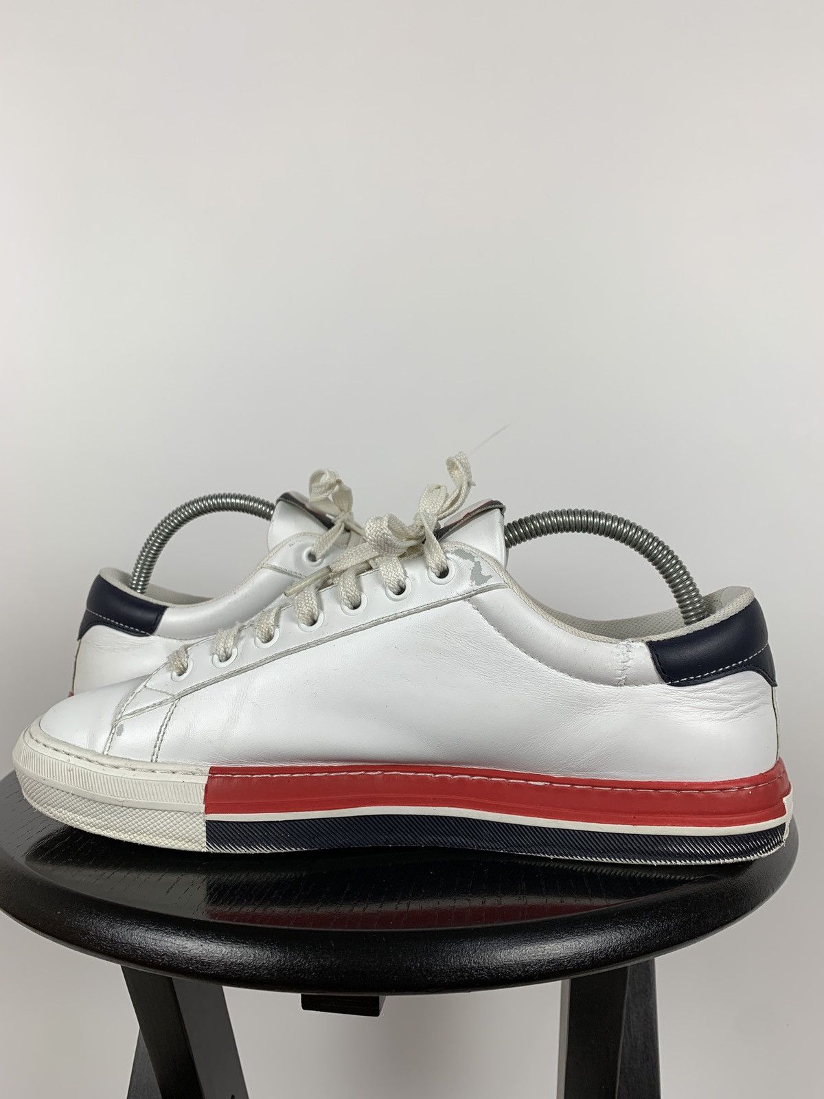 Moncler Moncler White Leather Sneakers Size US 8 / EU 41 - 9 Thumbnail