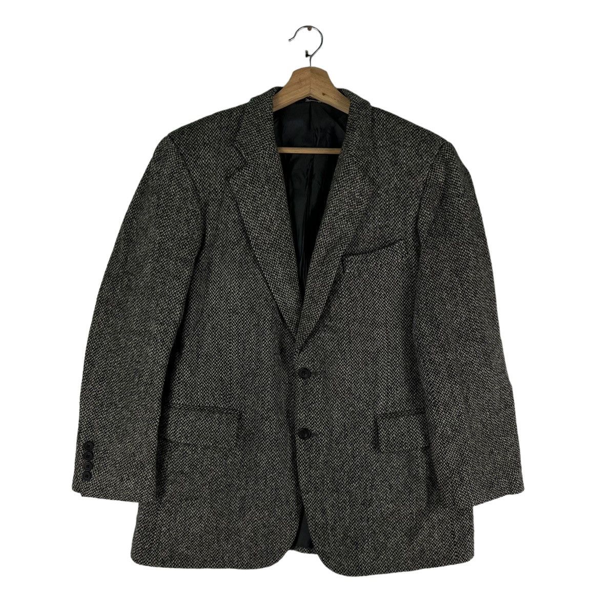VINTAGE HERRINGBONE DOUBLE BREAST WOOL JACKET HARRIS TWEED