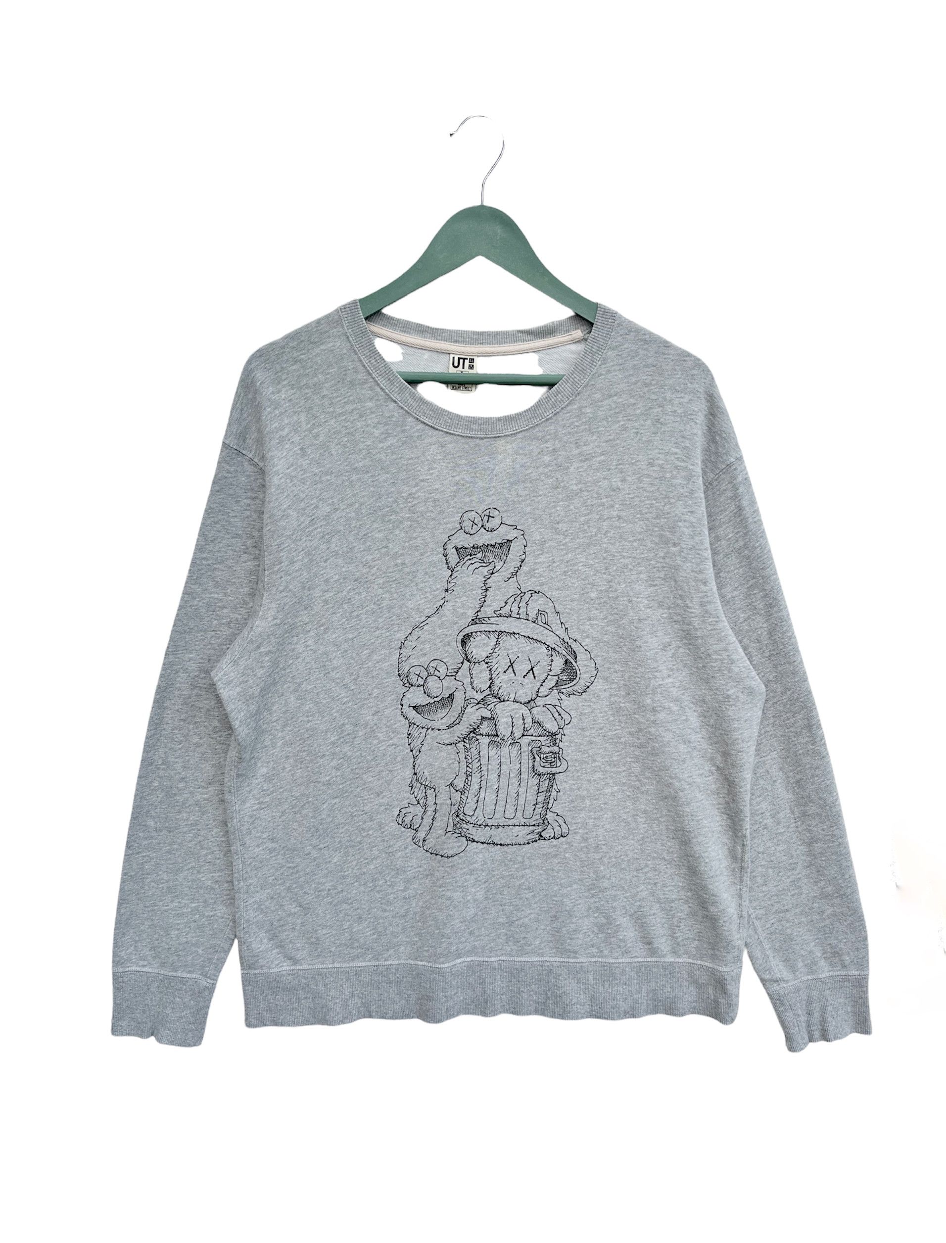 image of Kaws X Sesame Street Sweatshirt in Grey, Men's (Size XL)