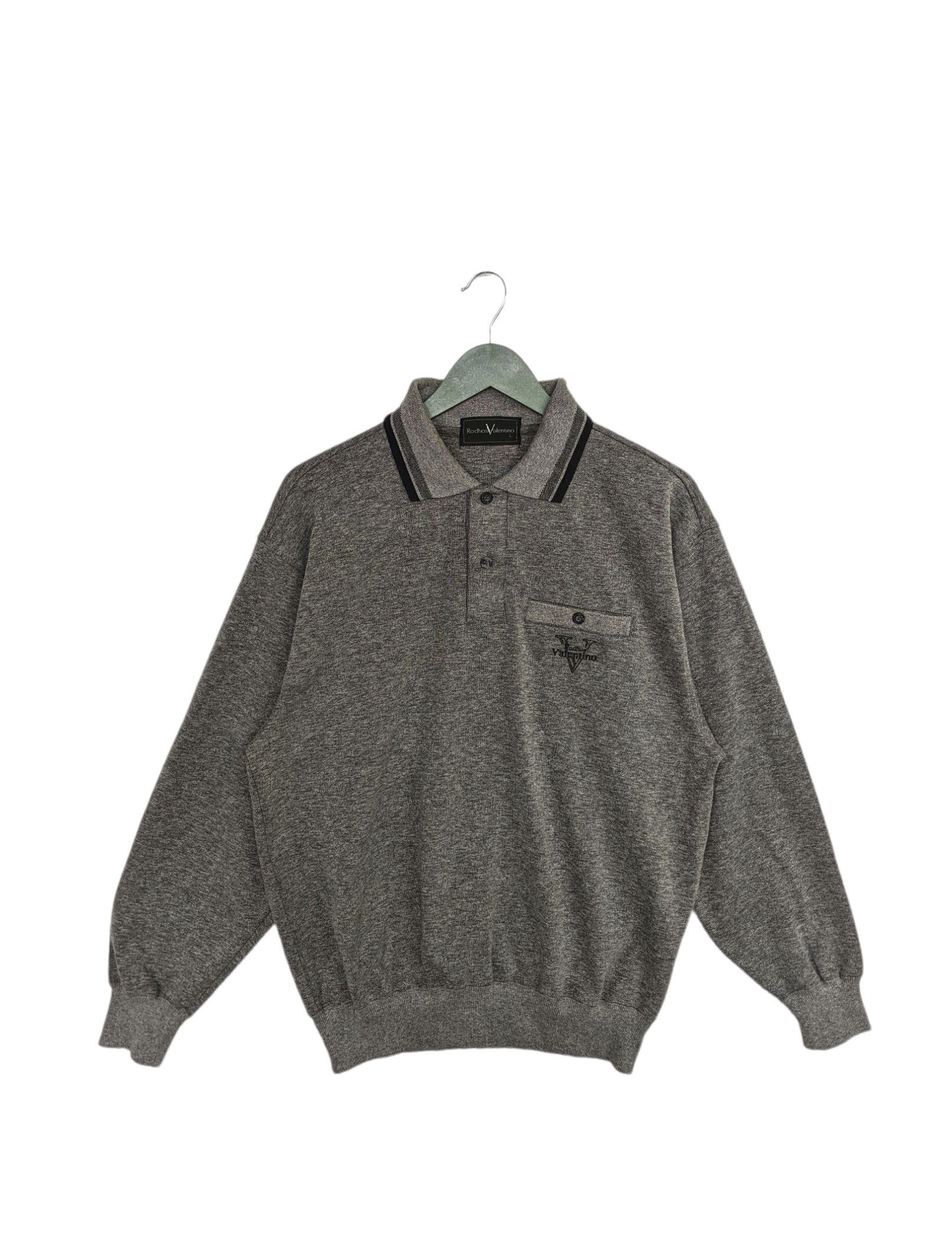 Vintage Vintage Rodhos Valentino Half Button Sweatshirt Size US L / EU 52-54 / 3 - 1 Thumbnail