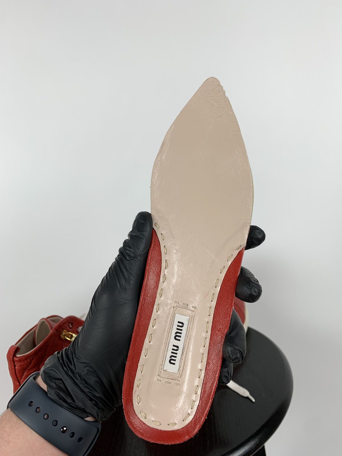 Miu Miu Miu Miu Quilted Red Leather Hi Top Sneakers Size US 7.5 / IT 37.5 - 23 Thumbnail