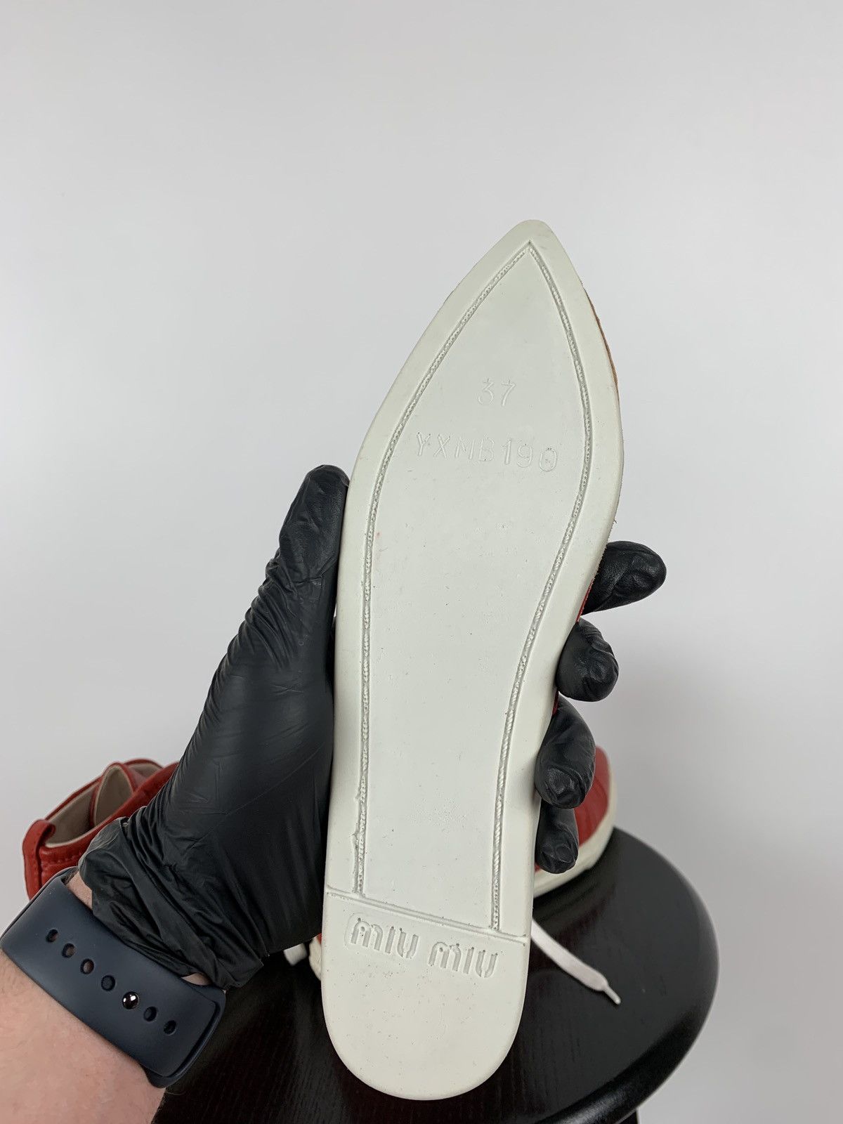 Miu Miu Miu Miu Quilted Red Leather Hi Top Sneakers Size US 7.5 / IT 37.5 - 24 Thumbnail
