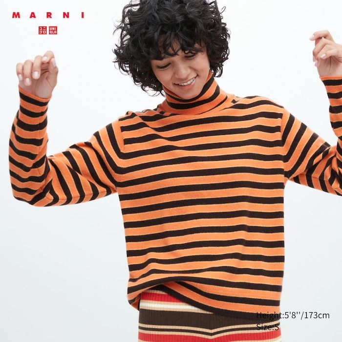 Marni × Uniqlo Marni CASHMERE Striped Turtleneck Sweater XS Extra Small v Size XS / US 0-2 / IT 36-38 - 2 Thumbnail