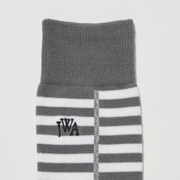 JW Anderson × Uniqlo Gray White Striped Block Socks Dress Crew U Line Split Logo Size ONE SIZE - 5 Thumbnail