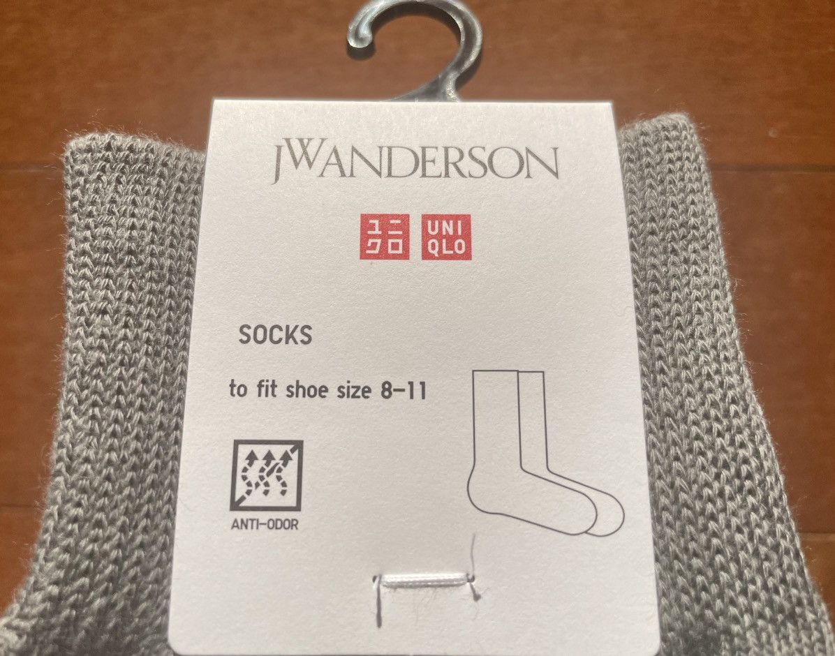 JW Anderson × Uniqlo Gray White Striped Block Socks Dress Crew U Line Split Logo Size ONE SIZE - 14 Thumbnail