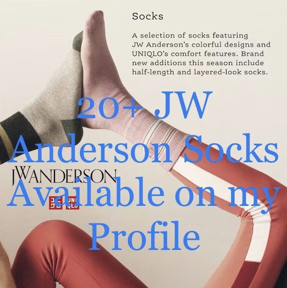 JW Anderson × Uniqlo Red White Striped Block Socks Dress Crew U Line Split Logo Size ONE SIZE - 8 Thumbnail
