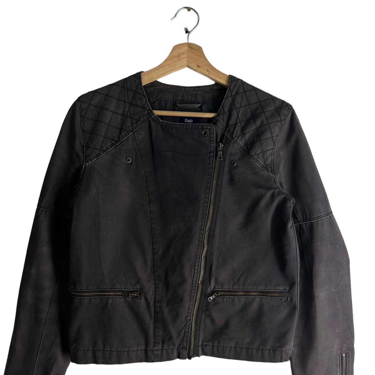 Japanese Brand VINTAGE CROPPED ASYMMETRIC ZIPPER CHORE JACKET GAP JAPAN Size US S / EU 44-46 / 1 - 2 Thumbnail