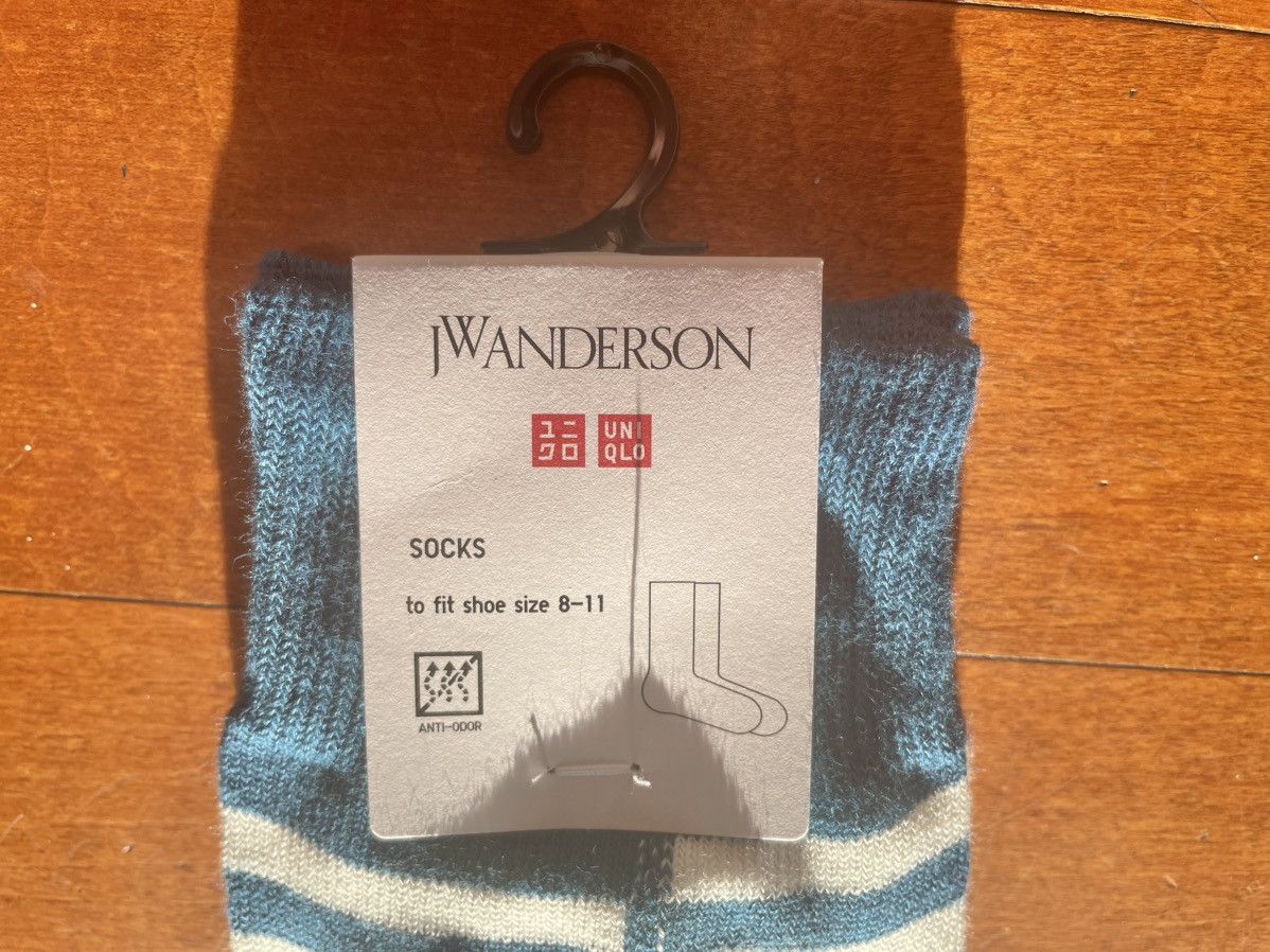 JW Anderson × Uniqlo Blue White Striped Block Socks Dress Crew U Line Split Logo Size ONE SIZE - 8 Thumbnail