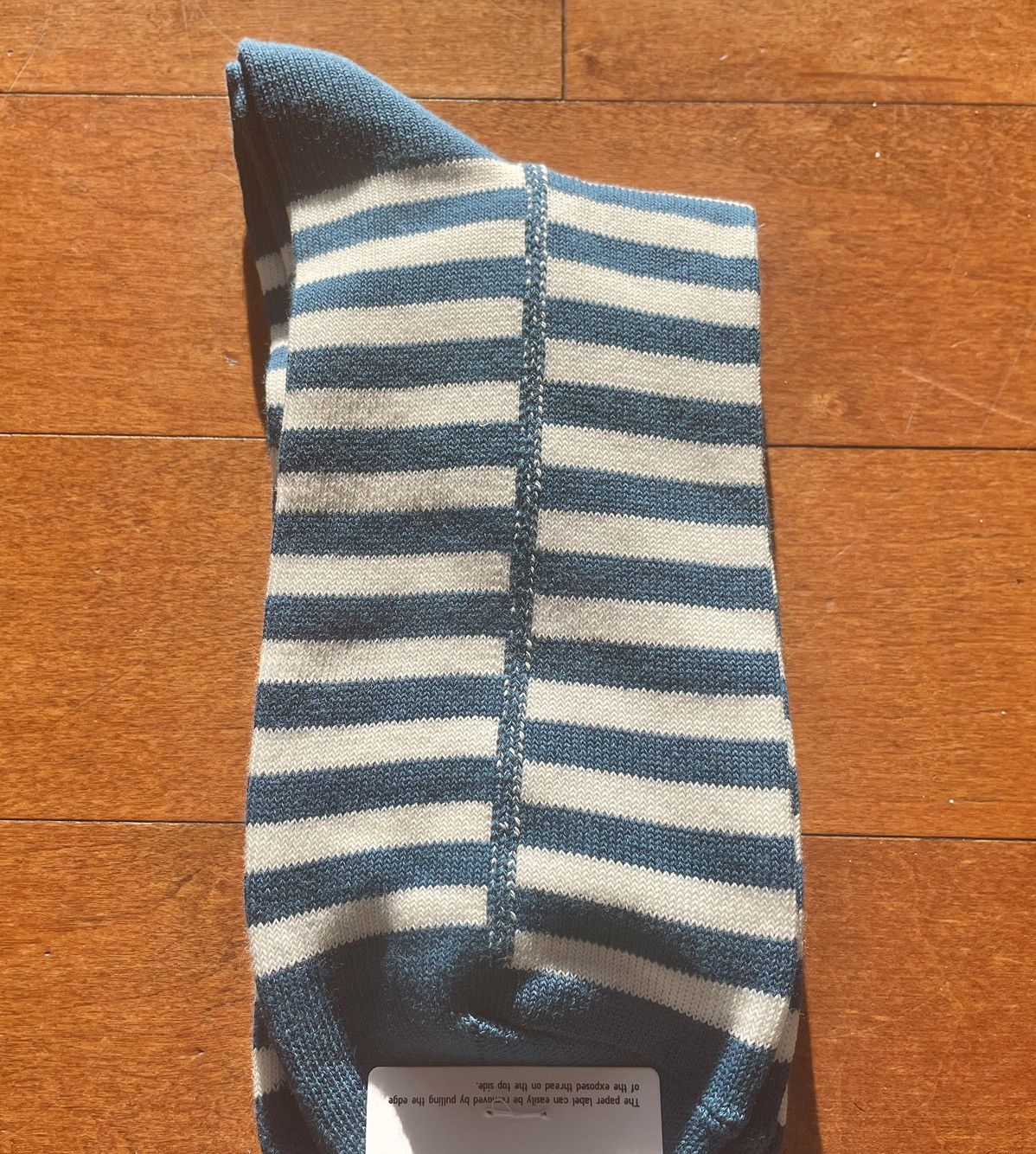 JW Anderson × Uniqlo Blue White Striped Block Socks Dress Crew U Line Split Logo Size ONE SIZE - 6 Thumbnail