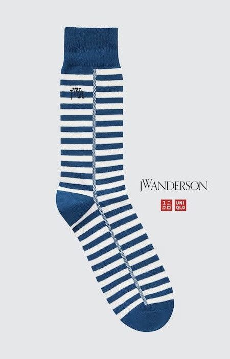 JW Anderson × Uniqlo Blue White Striped Block Socks Dress Crew U Line Split Logo Size ONE SIZE - 1 Thumbnail