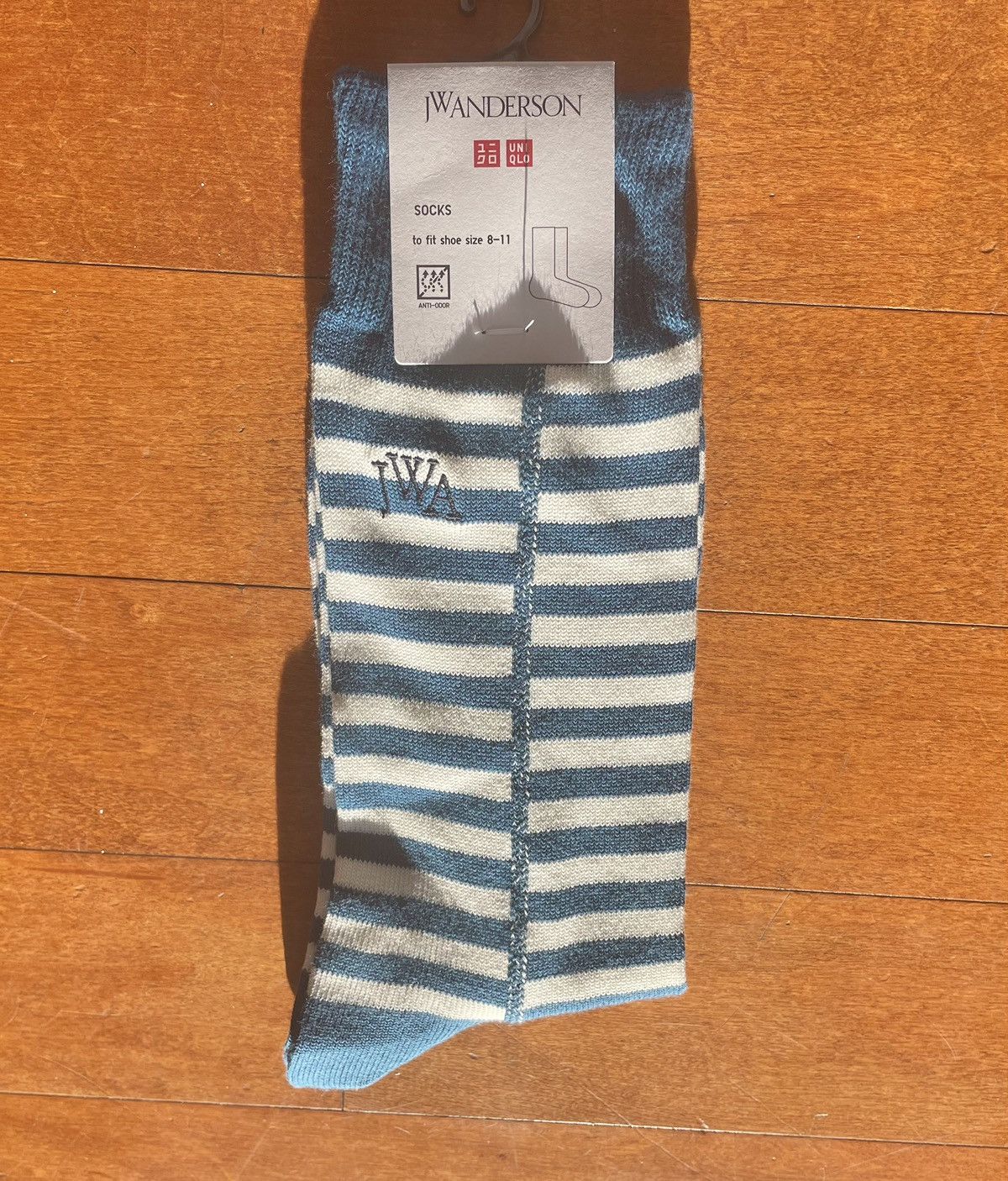 JW Anderson × Uniqlo Blue White Striped Block Socks Dress Crew U Line Split Logo Size ONE SIZE - 2 Thumbnail