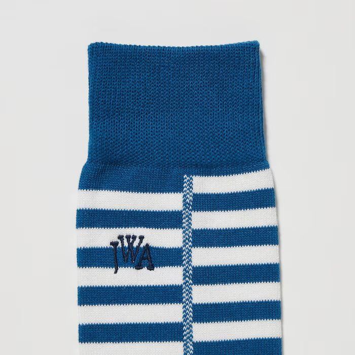 JW Anderson × Uniqlo Blue White Striped Block Socks Dress Crew U Line Split Logo Size ONE SIZE - 3 Thumbnail