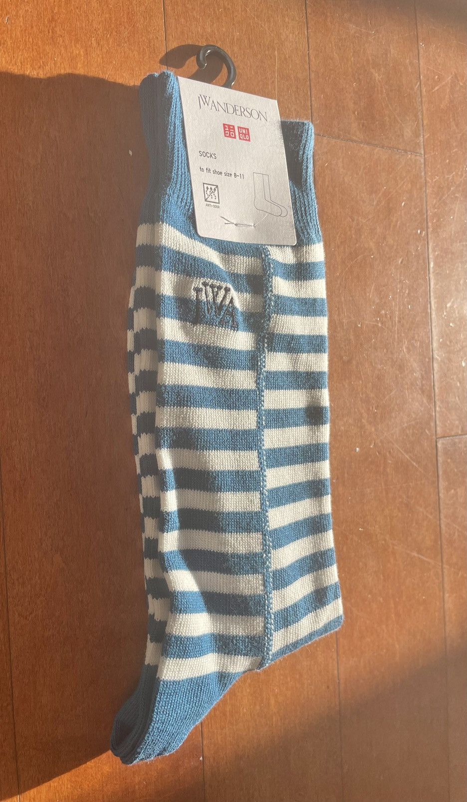 JW Anderson × Uniqlo Blue White Striped Block Socks Dress Crew U Line Split Logo Size ONE SIZE - 5 Thumbnail