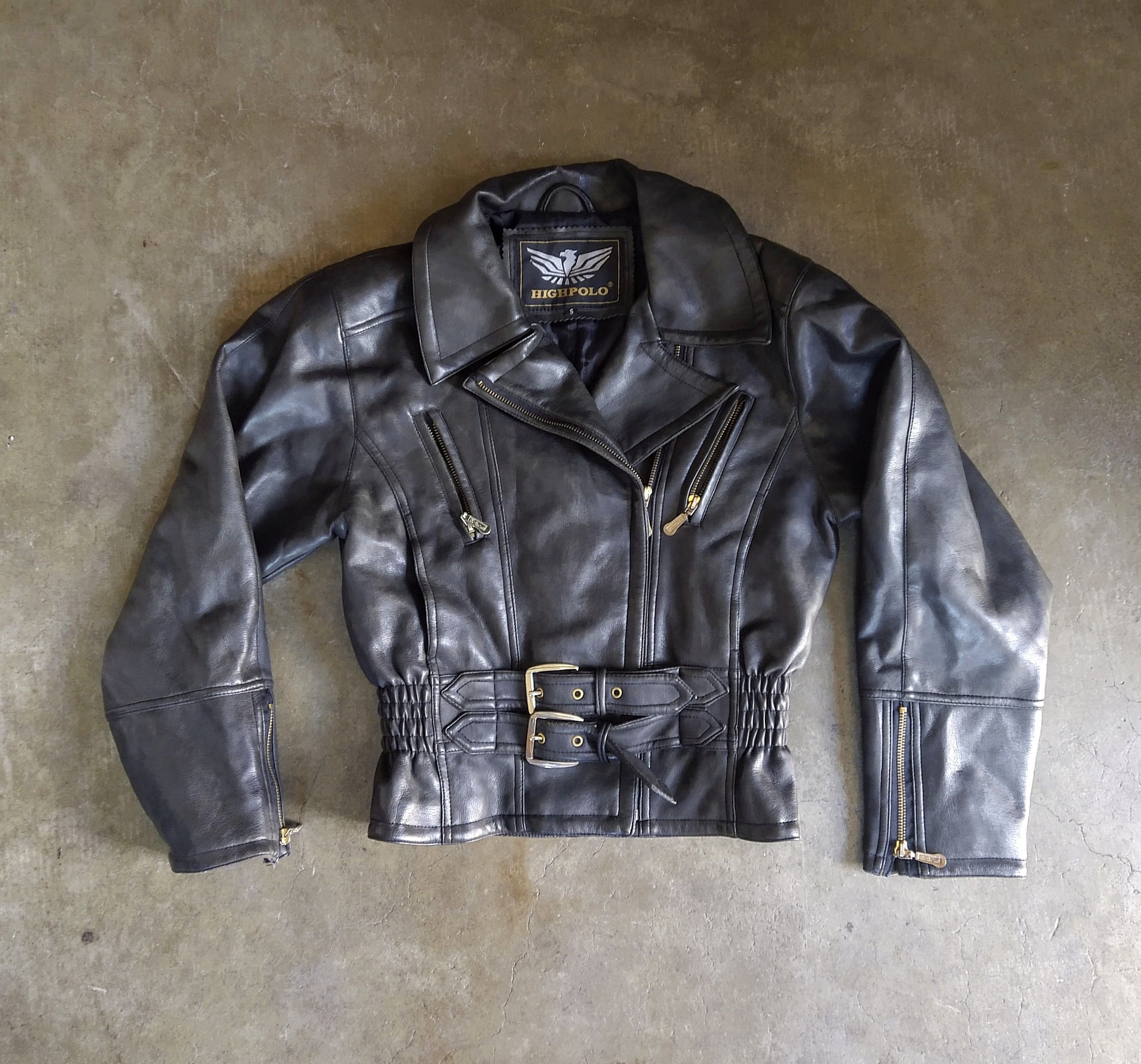 Other Women's Vintage Faux Leather Jacket Small Black Biker Moto Size S / US 4 / IT 40 - 1 Thumbnail