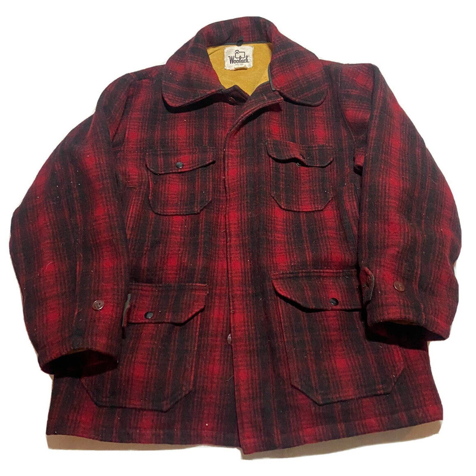 Vtg Woolrich Buffalo Plaid Mackinaw Wool Jacket Men Sz 44 I7