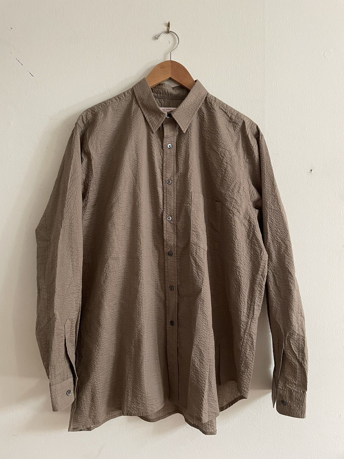 S.K. Manor Hill Seersucker Cotton Asymmetric Shirt
