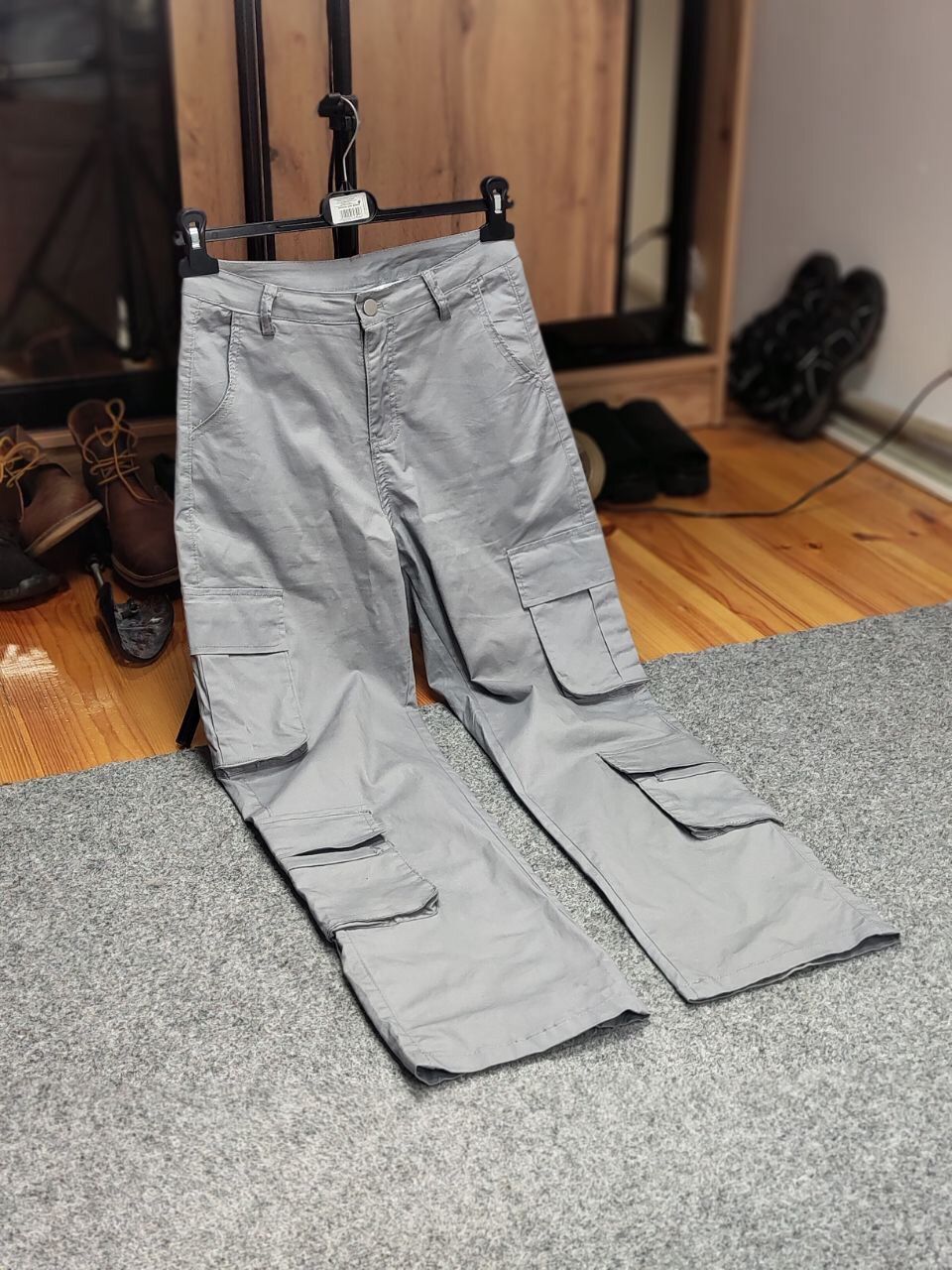 Japanese Brand Vintage 90's Japanese Bondage Zip Bootcut Gray Cargo Pants Size US 30 / EU 46 - 19 Thumbnail
