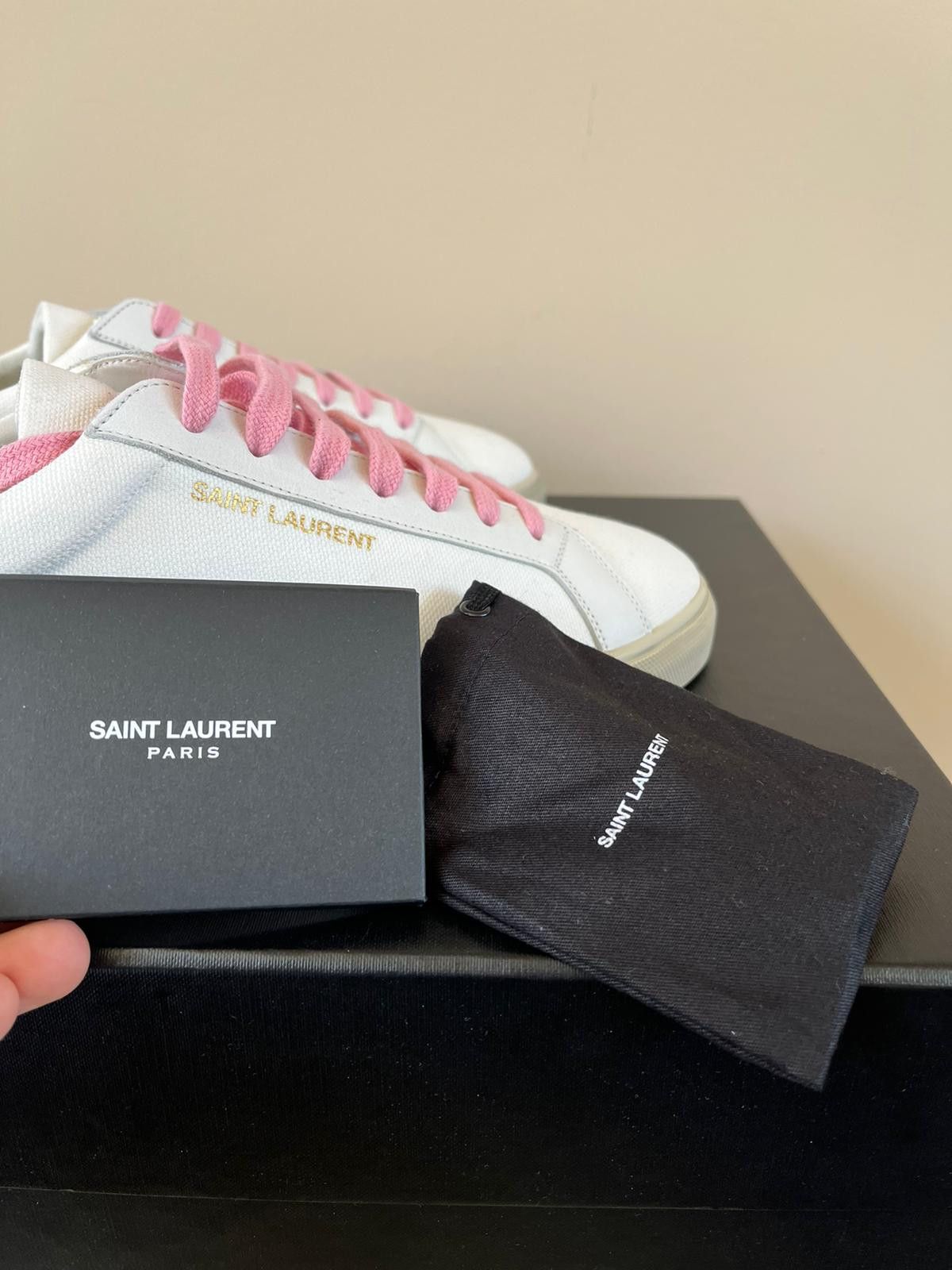 Saint Laurent Paris Andy Low Top Sneakers in White / Pink Size US 8 / EU 41 - 17 Thumbnail