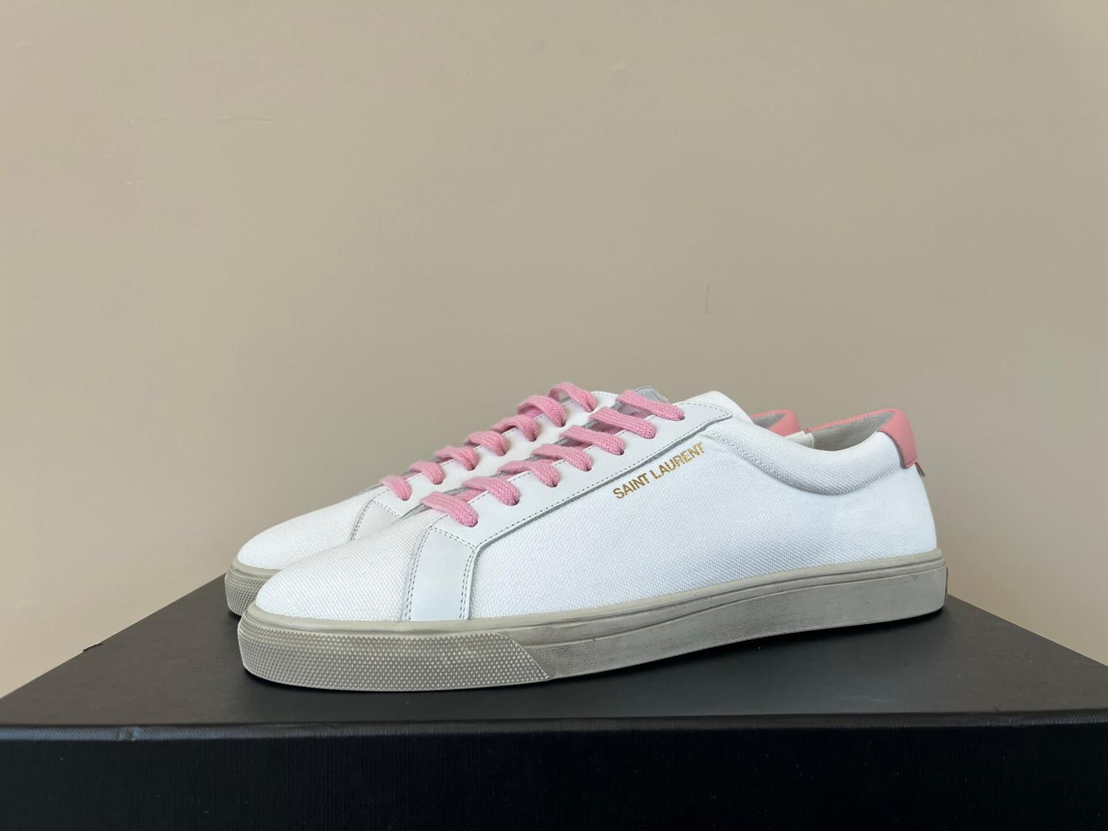 Saint Laurent Paris Andy Low Top Sneakers in White / Pink Size US 8 / EU 41 - 1 Thumbnail