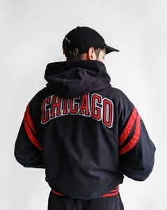 Vintage 90s Starter Chicago Bulls Pullover Hoody 1/2 Zip Jacket X-Large  Jordan