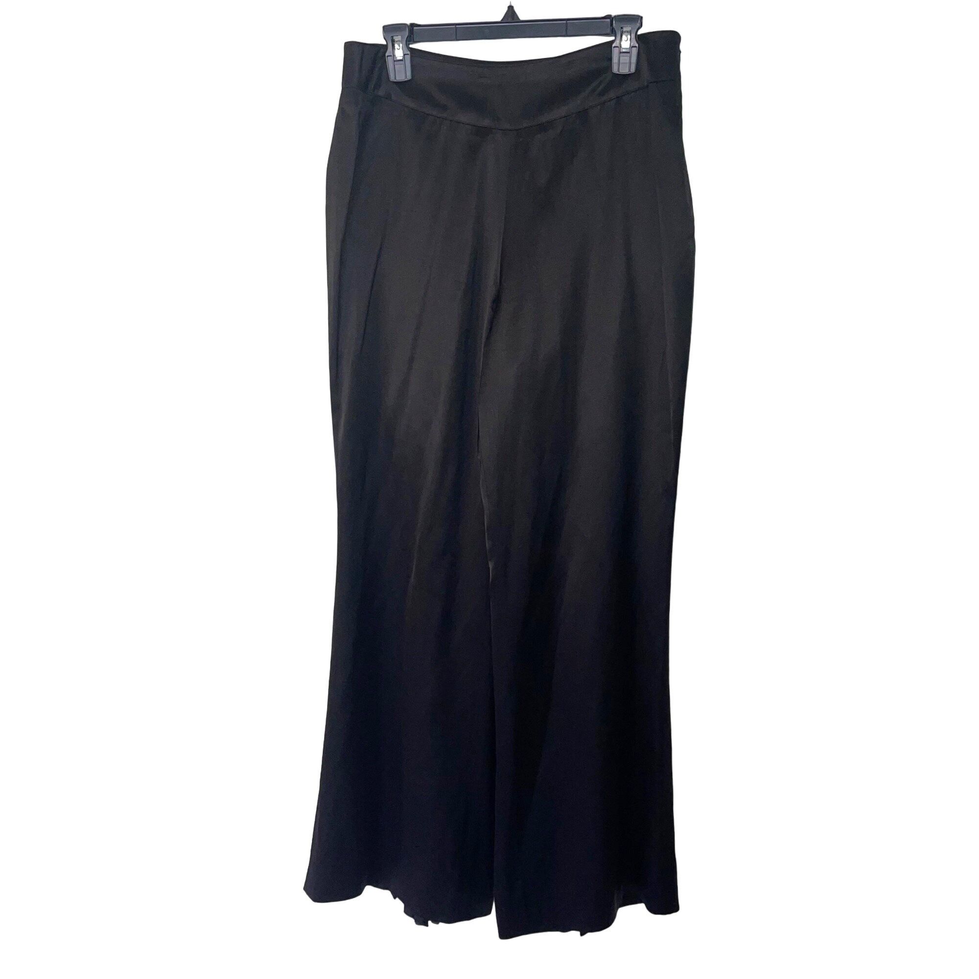 Vintage Wide Leg Pants Womens Black 12 Accordion Pleated