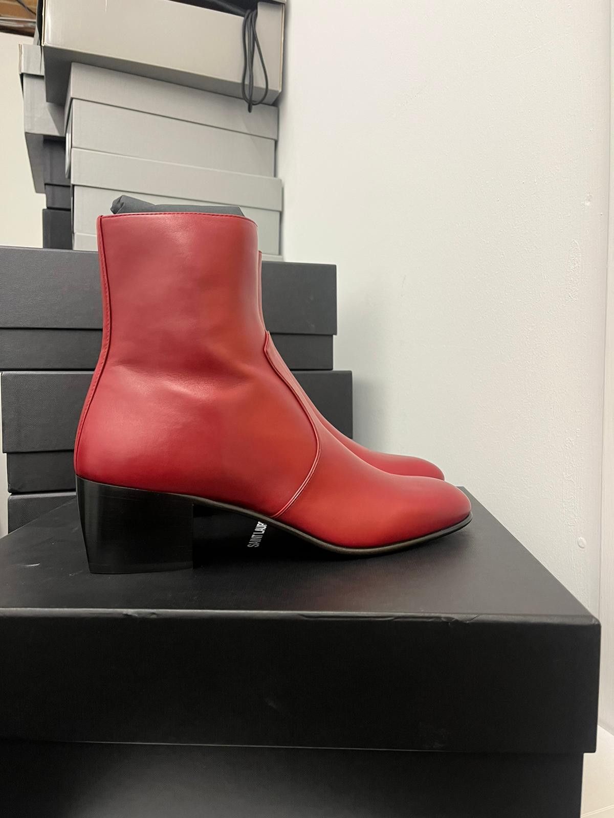 image of Saint Laurent Paris James 60 Boots In Opyum Red, Men's (Size 7)