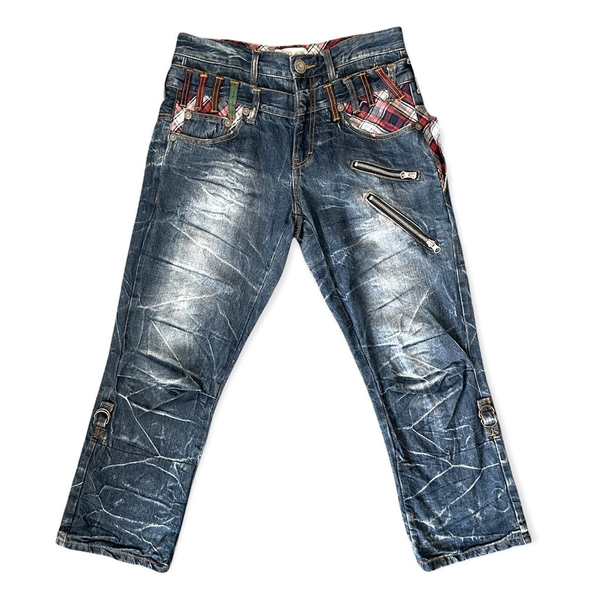 NYLAUS Distressed Double Waist MultiZipper Punk Bondage Pant