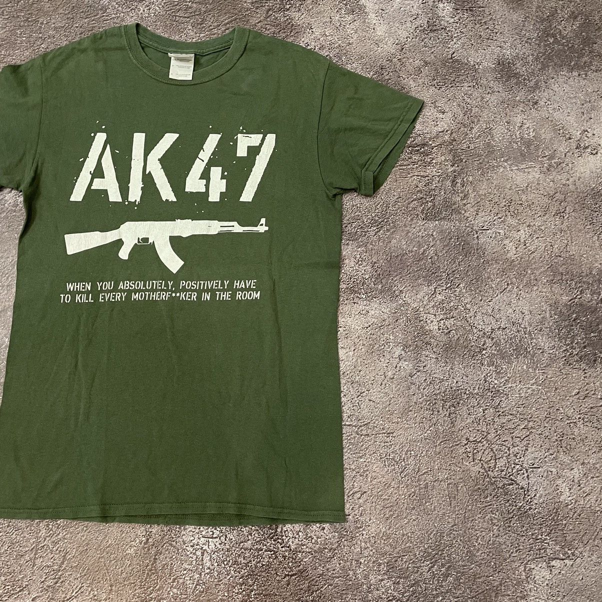 Vintage Vintage 90s Graphic Tee AK47 Humor Streetwear Green Faded S Size US S / EU 44-46 / 1 - 3 Thumbnail