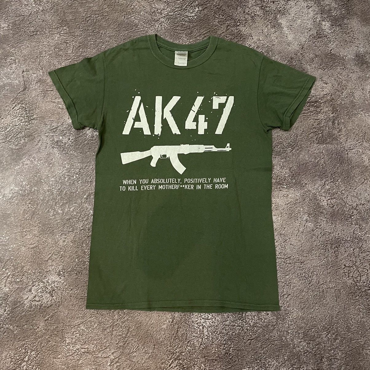 Vintage Vintage 90s Graphic Tee AK47 Humor Streetwear Green Faded S Size US S / EU 44-46 / 1 - 2 Thumbnail