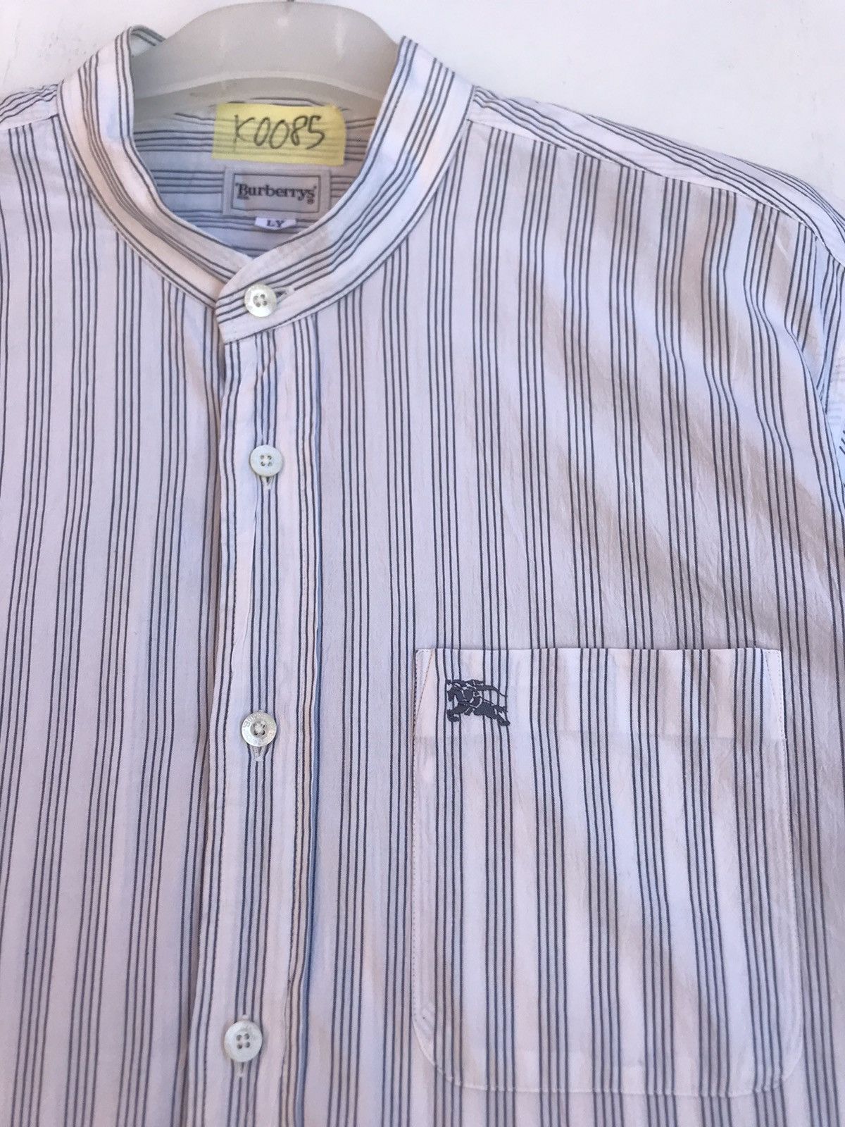 Burberry Vintage Burberry Collarless Stripe Shirt Size US L / EU 52-54 / 3 - 4 Thumbnail
