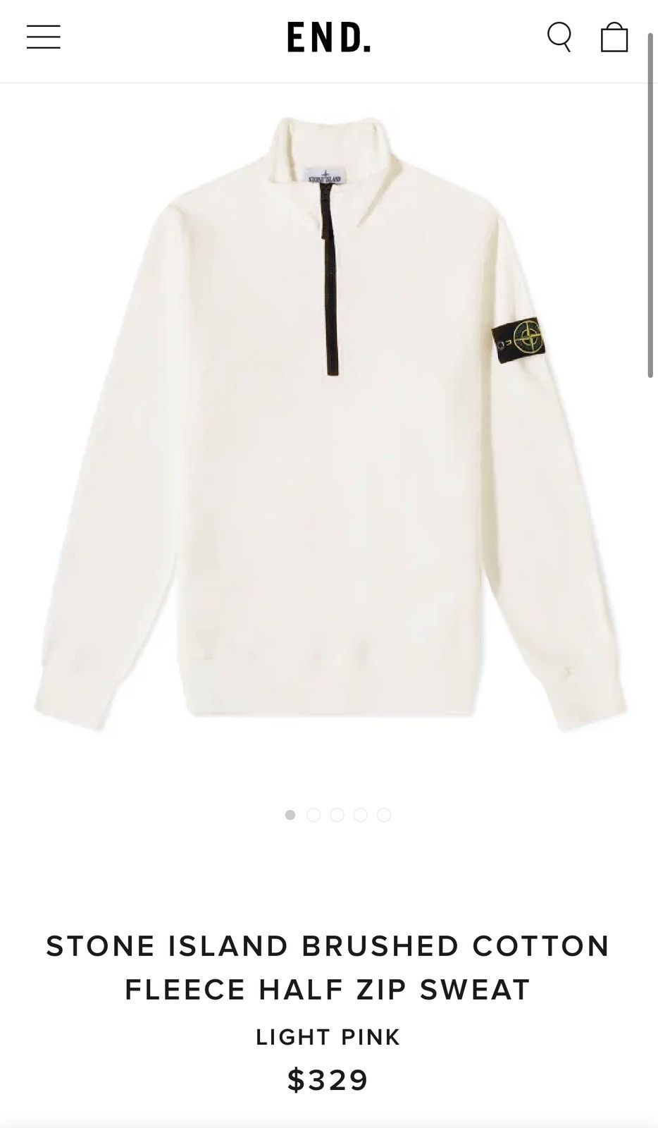 image of Stone Island Pink Half Zip Sweatshirt, Men's (Size XL)