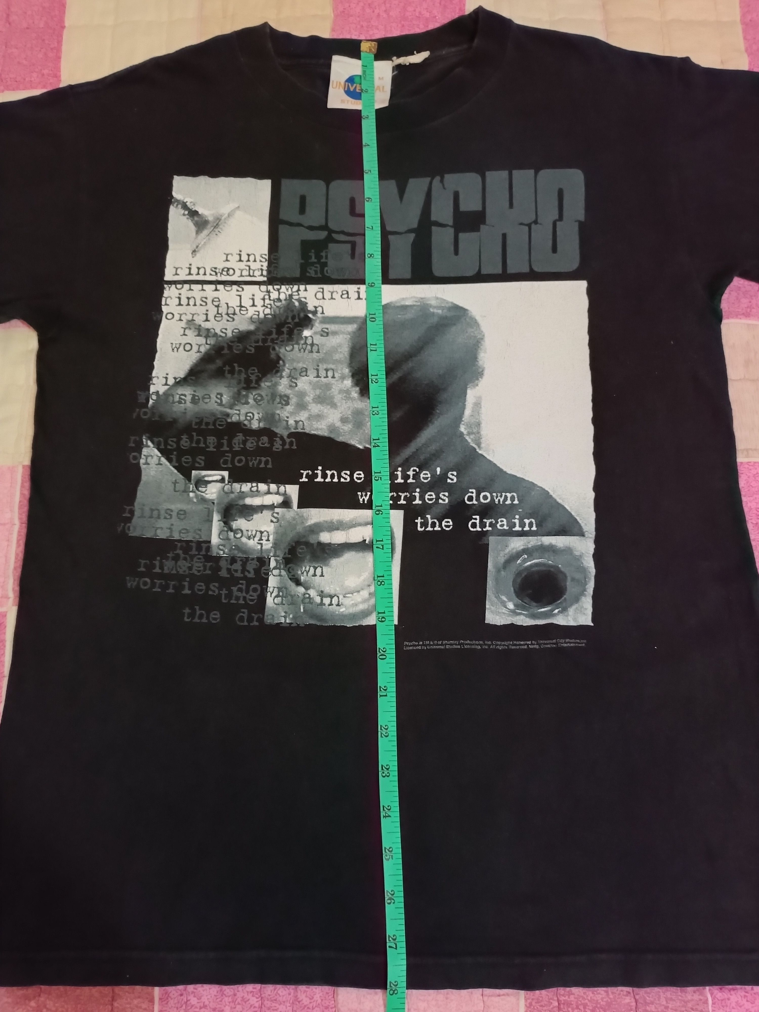 Vintage ♦️PSYCHO Slasher Flick Rinse Life's Worries Down The Drain Size US M / EU 48-50 / 2 - 7 Thumbnail