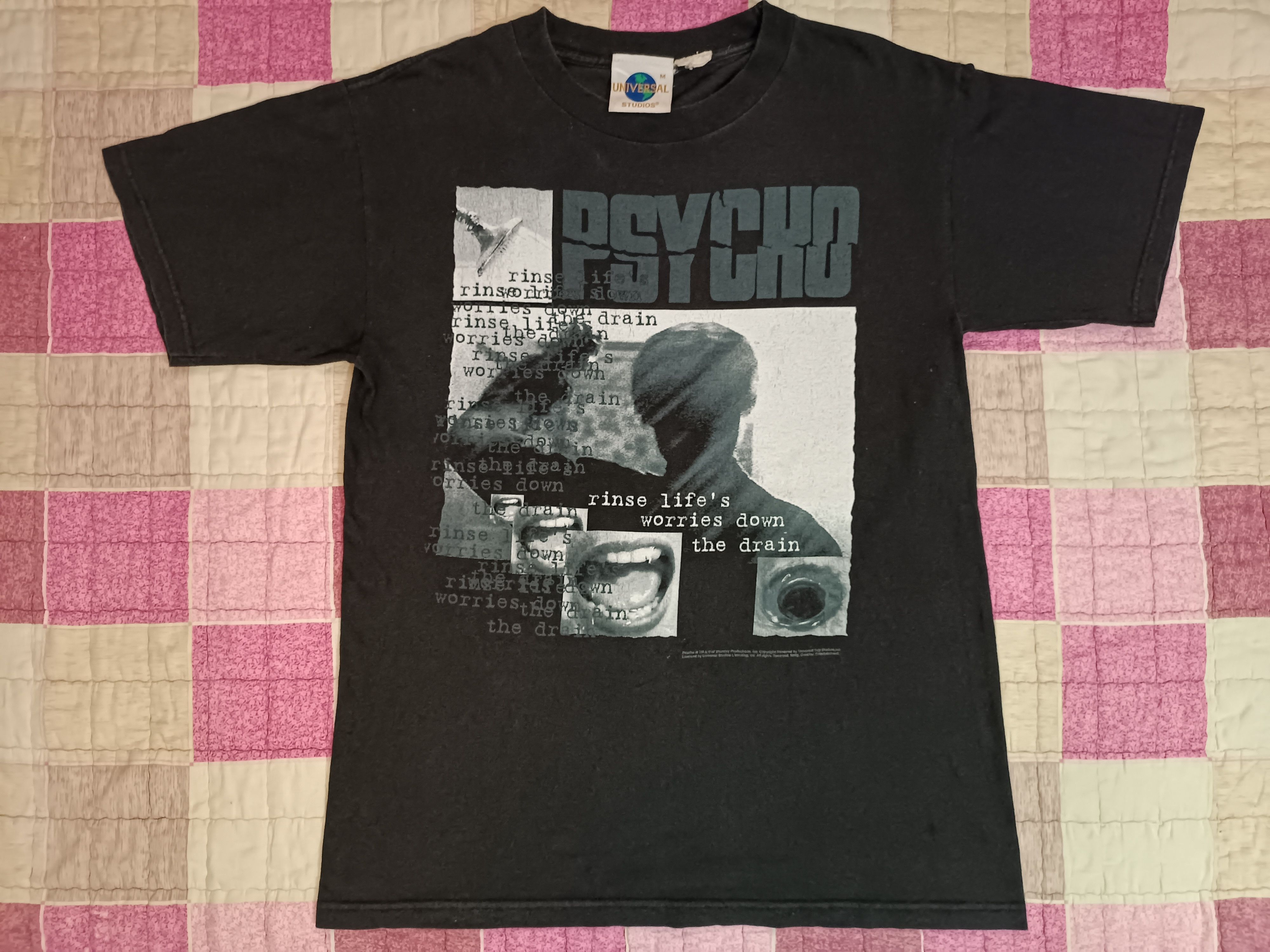 Vintage ♦️PSYCHO Slasher Flick Rinse Life's Worries Down The Drain Size US M / EU 48-50 / 2 - 1 Thumbnail