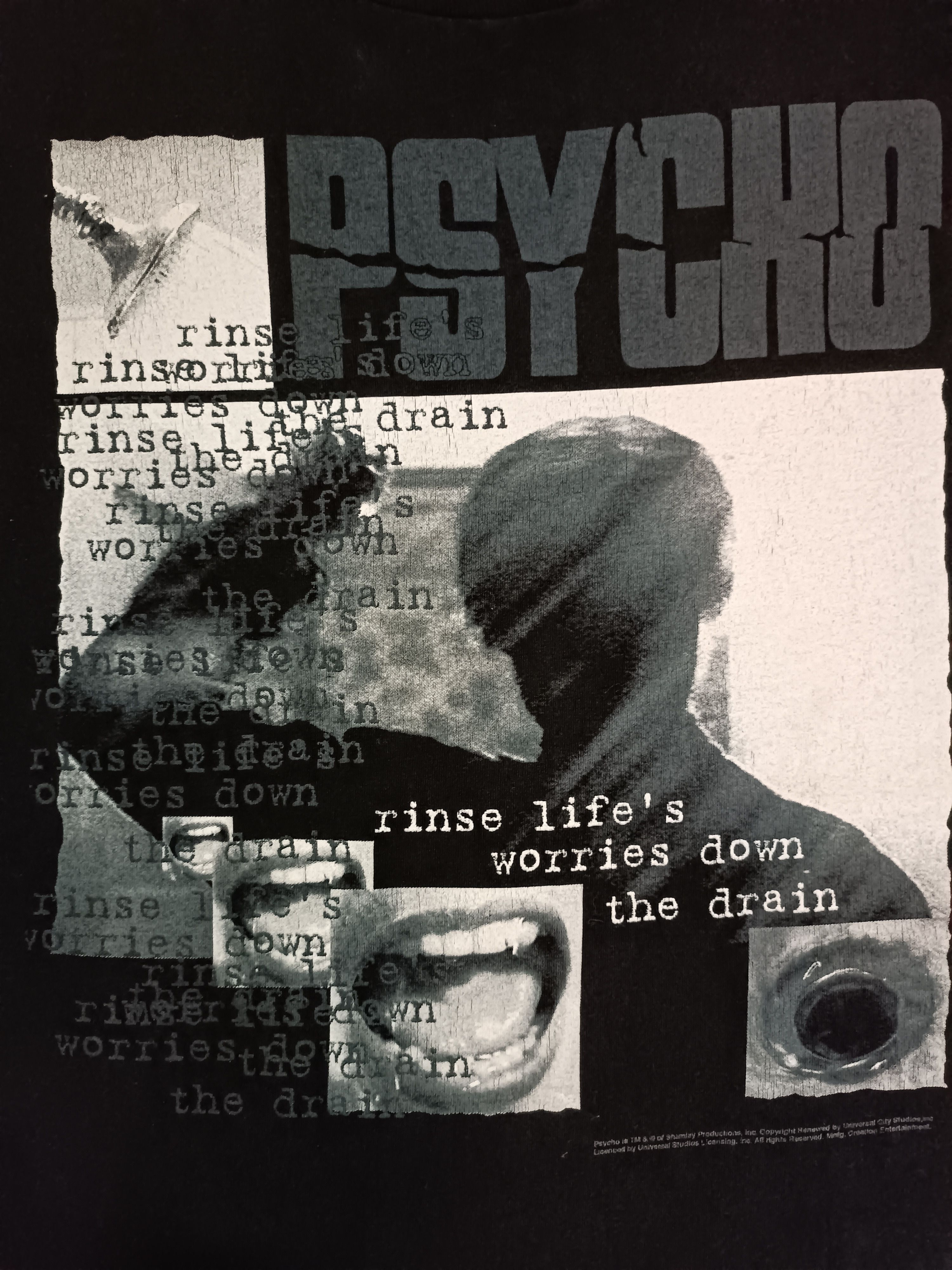 Vintage ♦️PSYCHO Slasher Flick Rinse Life's Worries Down The Drain Size US M / EU 48-50 / 2 - 5 Thumbnail