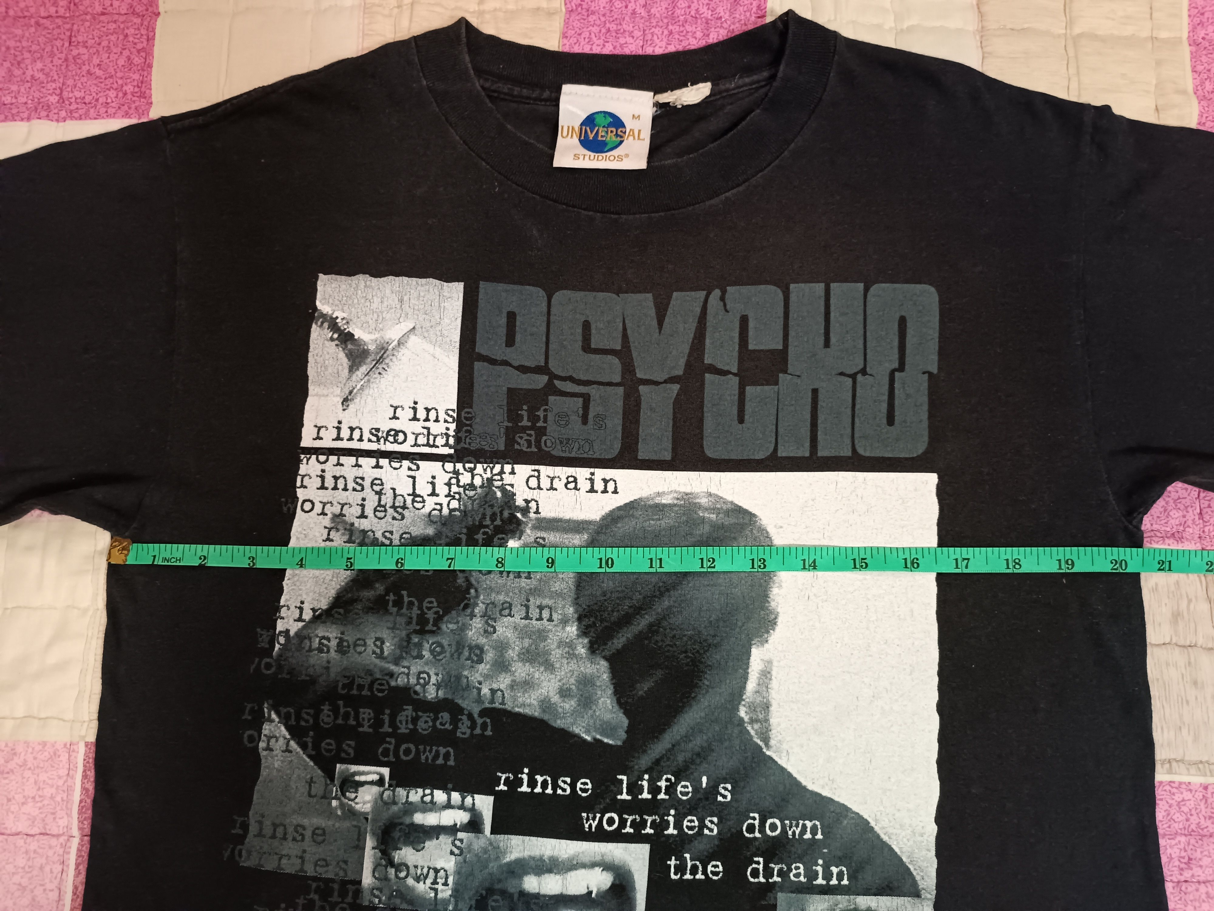 Vintage ♦️PSYCHO Slasher Flick Rinse Life's Worries Down The Drain Size US M / EU 48-50 / 2 - 6 Thumbnail